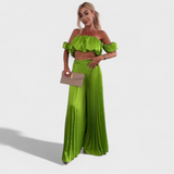 Maria - Conjunto Feminino Cropped e Calça Plissada