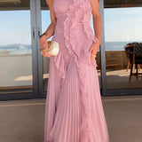 Leonor | Vestido Plissado com Folhos Elegante