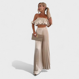 Maria - Conjunto Feminino Cropped e Calça Plissada