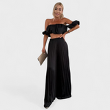 Maria - Conjunto Feminino Cropped e Calça Plissada