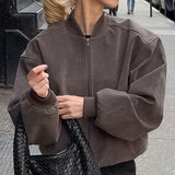 Helena | Casaco Bomber de Camurça com Manga Comprida