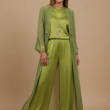 Helena | Conjunto de Cetim 3 Peças com Cardigã Fluido