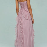 Leonor | Vestido Plissado com Folhos Elegante