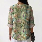 Gabriela | Blusa Floral Vibrante com Detalhe de Botão