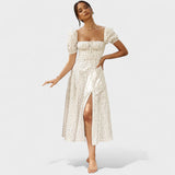 Helena - Vestido Verão com Decote Quadrado