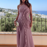 Leonor | Vestido Plissado com Folhos Elegante