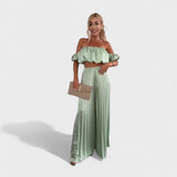 Maria - Conjunto Feminino Cropped e Calça Plissada