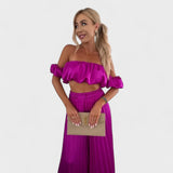 Maria - Conjunto Feminino Cropped e Calça Plissada