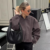 Helena | Casaco Bomber de Camurça com Manga Comprida