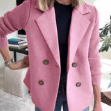 Luísa | Casaco de Lã com Lapelas e Mangas em Malha