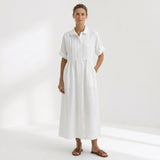 Helena - Vestido Linho Pregas e Botões