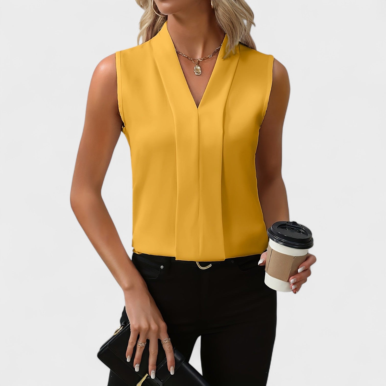 Julia - Blusa sem mangas com decote em V