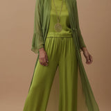 Helena | Conjunto de Cetim 3 Peças com Cardigã Fluido