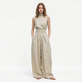 Madalena | Conjunto de Linho Premium com Gola Alta e Calças Wide Leg