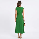 Emilia - Vestido maxi elegante sem mangas e gola redonda