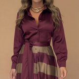 Beatriz | Vestido de Cetim às Riscas Elegante