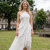 Leonor | Vestido Plissado com Folhos Elegante