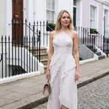 Leonor | Vestido Plissado com Folhos Elegante