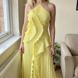 Leonor | Vestido Plissado com Folhos Elegante