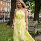 Leonor | Vestido Plissado com Folhos Elegante