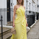 Leonor | Vestido Plissado com Folhos Elegante