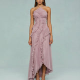 Leonor | Vestido Plissado com Folhos Elegante