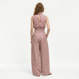 Madalena | Conjunto de Linho Premium com Gola Alta e Calças Wide Leg