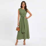 Emilia - Vestido maxi elegante sem mangas e gola redonda