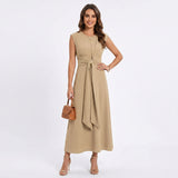 Emilia - Vestido maxi elegante sem mangas e gola redonda