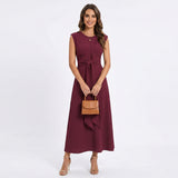 Emilia - Vestido maxi elegante sem mangas e gola redonda