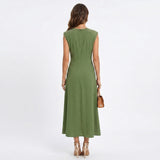 Emilia - Vestido maxi elegante sem mangas e gola redonda