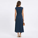 Emilia - Vestido maxi elegante sem mangas e gola redonda