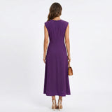 Emilia - Vestido maxi elegante sem mangas e gola redonda