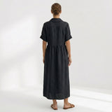 Helena - Vestido Linho Pregas e Botões