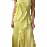 Leonor | Vestido Plissado com Folhos Elegante