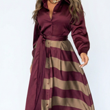 Beatriz | Vestido de Cetim às Riscas Elegante